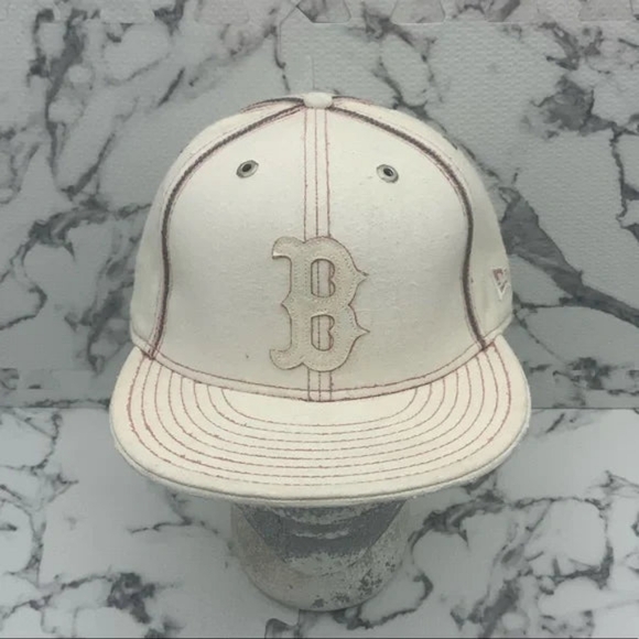 Men's New Era Cap Vintage Off White | Pink Boston Red Sox 59FIFTY MLB Hats NWT - Picture 7 of 7